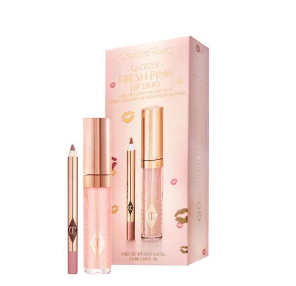 Charlotte Tilbury Mini Glossy Pink Lip Gloss + Lip Liner Set cor Fresh pink