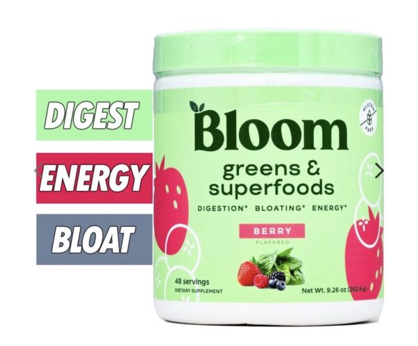 Bloom Nutrition Greens & Superfoods Powder, Berry , 48servi