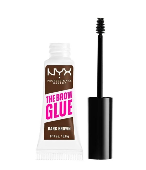 NYX Professional Makeup The Brow Glue, Gel para Sobrancelhas com Cor e Fixação Extrema, Marrom Escuro