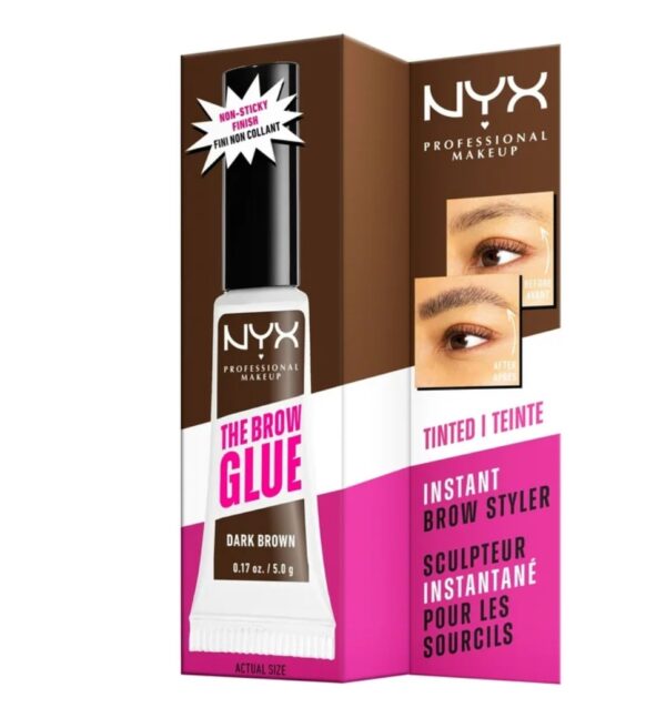NYX Professional Makeup The Brow Glue, Gel para Sobrancelhas com Cor e Fixação Extrema, Marrom Escuro - Imagem 3