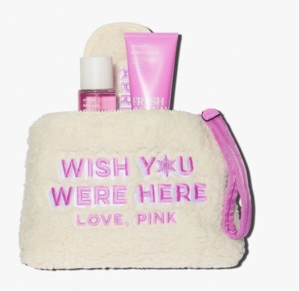 Nécessaire Aveludada Pink Creme e Body Splash Fresh And Clean