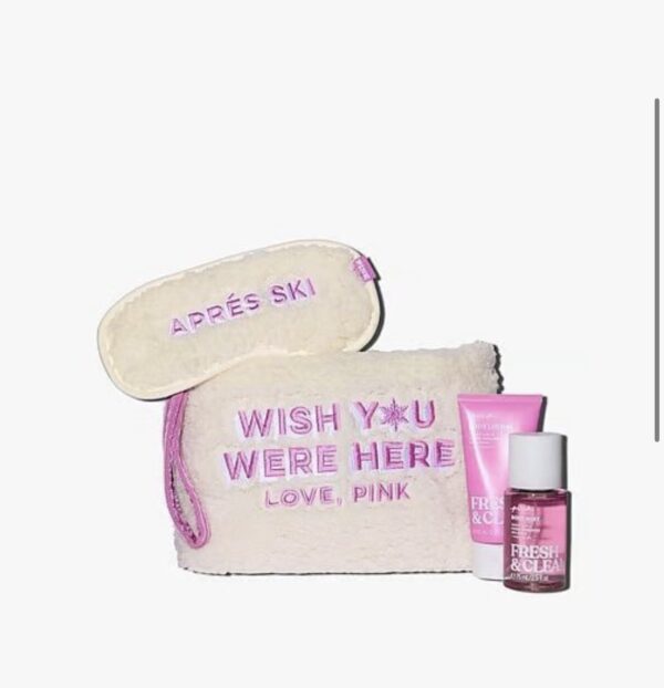 Nécessaire Aveludada Pink Creme e Body Splash Fresh And Clean - Imagem 3