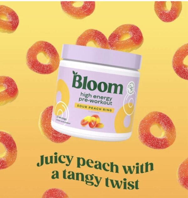 Bloom Nutrition High Energy Pre-Workout, Sour Peach Ring, 25 Servings - Imagem 3
